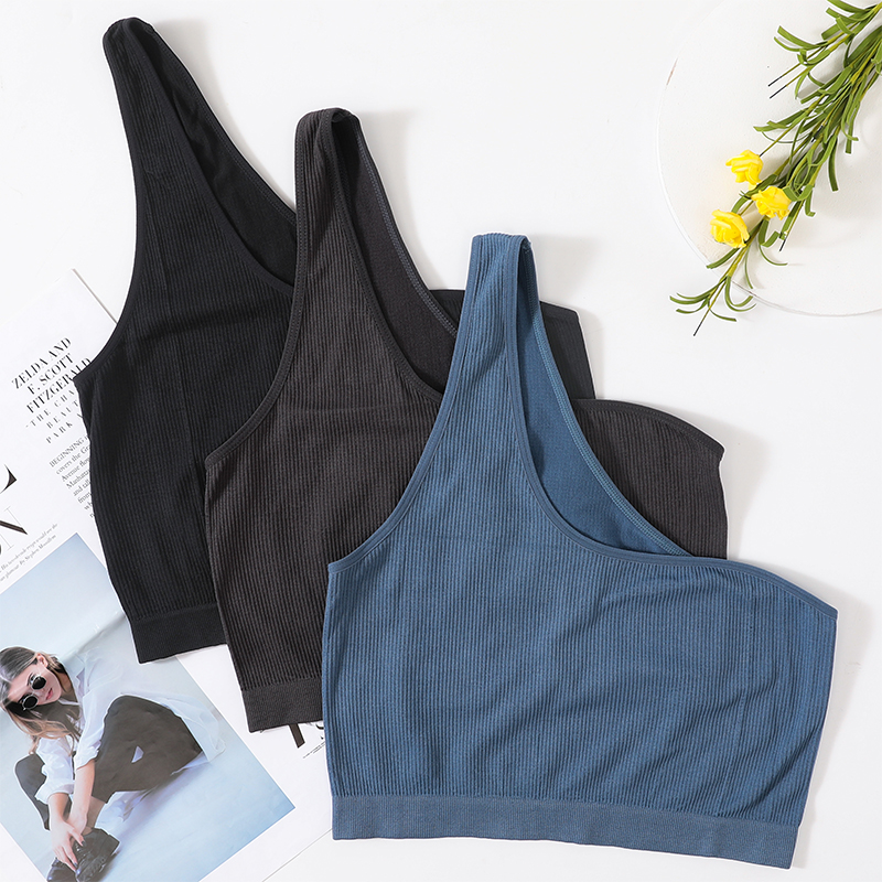 Tank Top Ribbed - One Shoulder Tank Tops Women Seamless