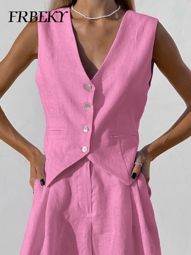 New Cotton Linen Vest Short Se - Sleeveless Undershirt 评论和价格