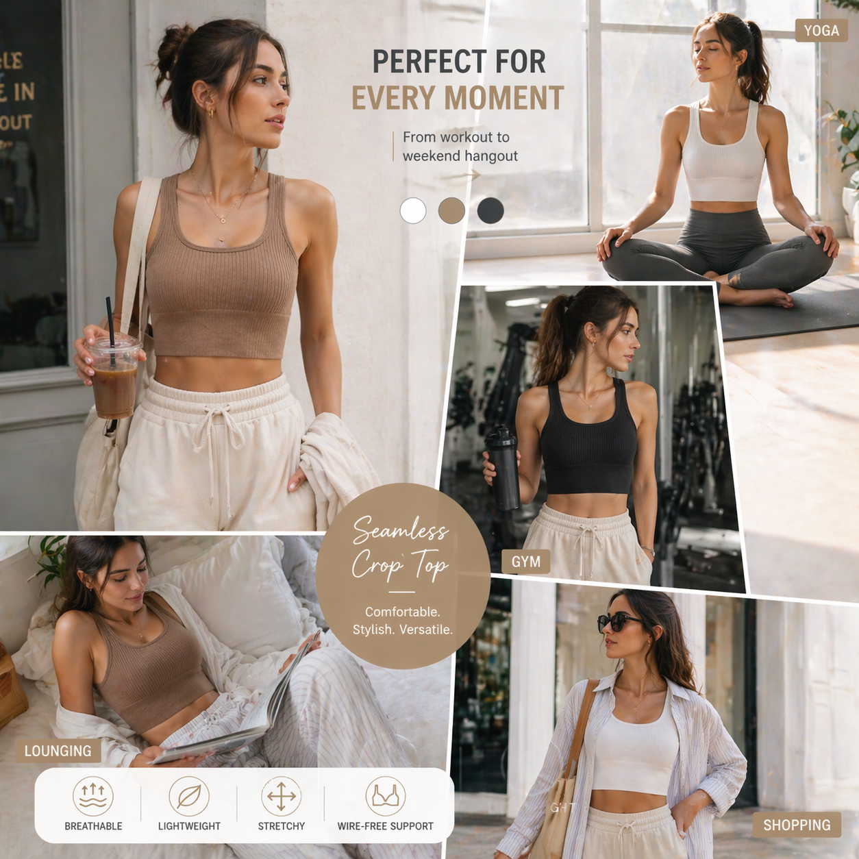 Women Seamless Ribbed Crop Top - Tank Top Ribbed 评论和价格