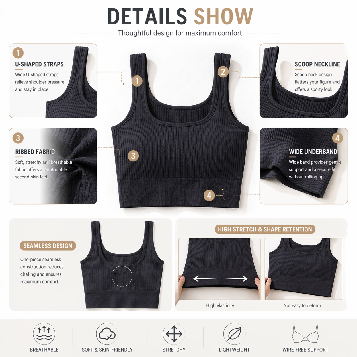 Women Seamless Ribbed Crop Top - Tank Top Ribbed 评论和价格