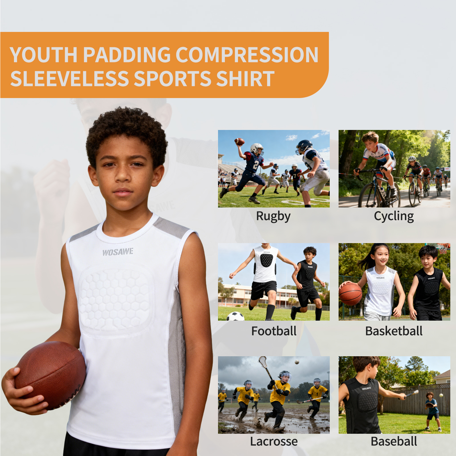 WOSAWE Boys Youth Baseball Che - Sleeveless Undershirt 评论和价格
