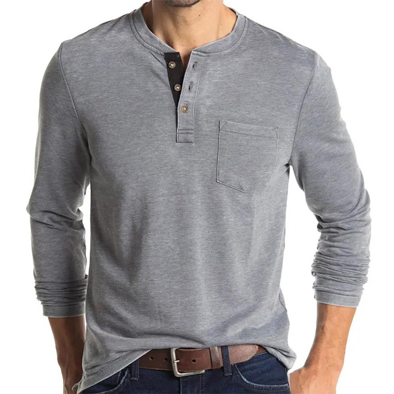 Men's Long Sleeve Henley Style - Undershirt Crew Neck 评论和价格