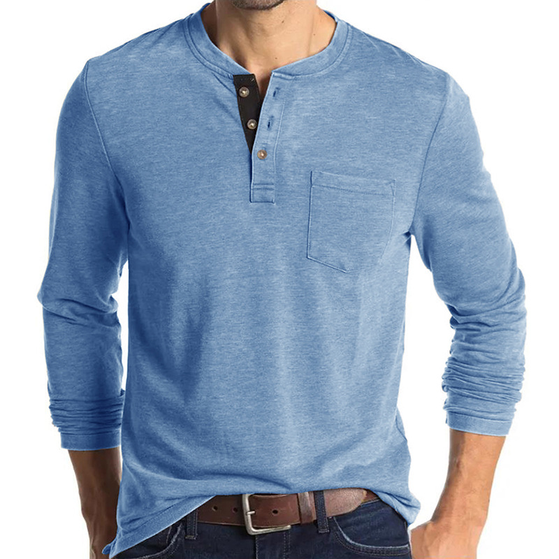 Men's Long Sleeve Henley Style - Undershirt Crew Neck 评论和价格