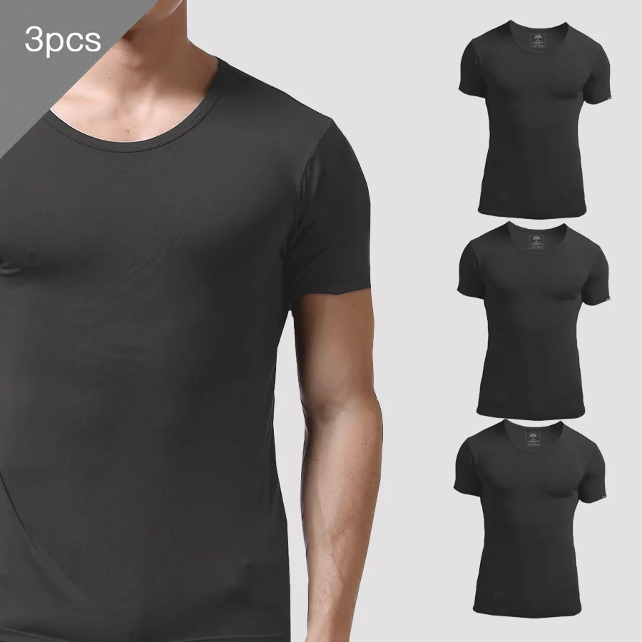 3PCS Men's Summer Short Sleeve - Undershirt Crew Neck 评论和价格