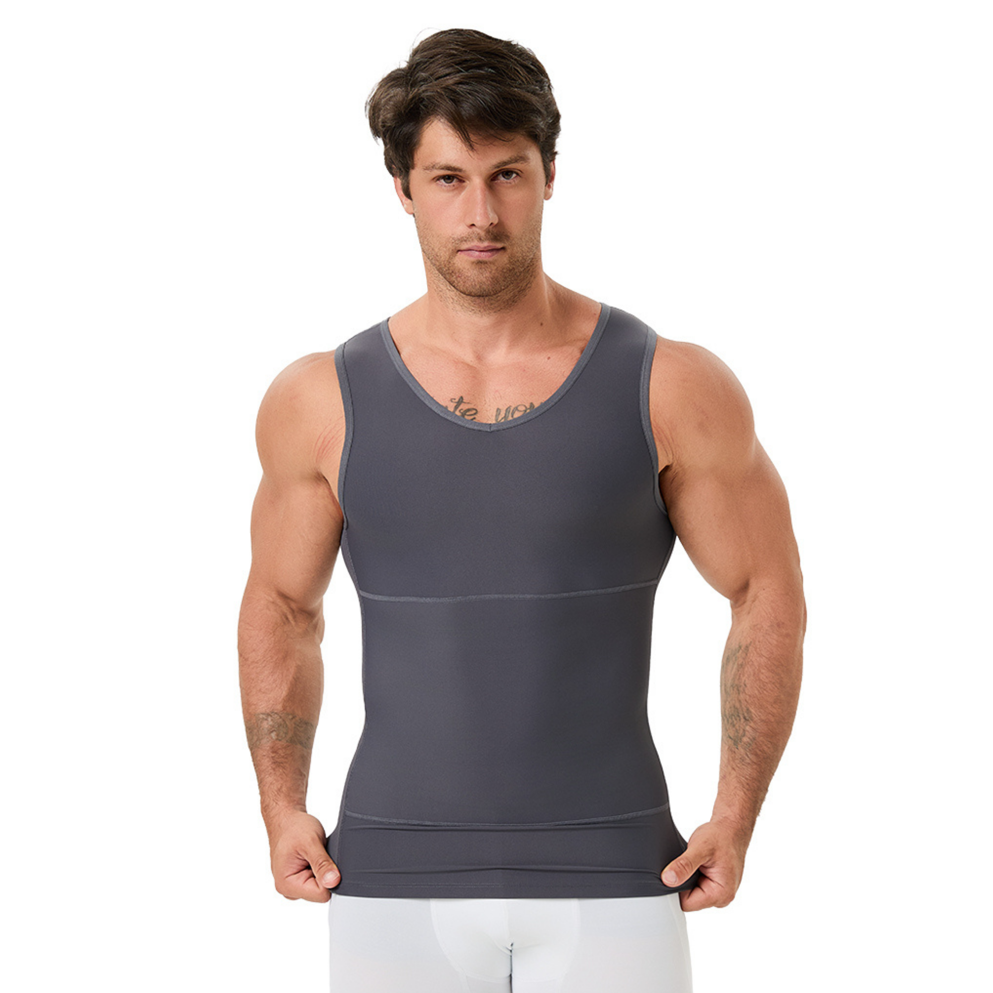 Men's V Neck Compression Shape - Undershirt Crew Neck 评论和价格