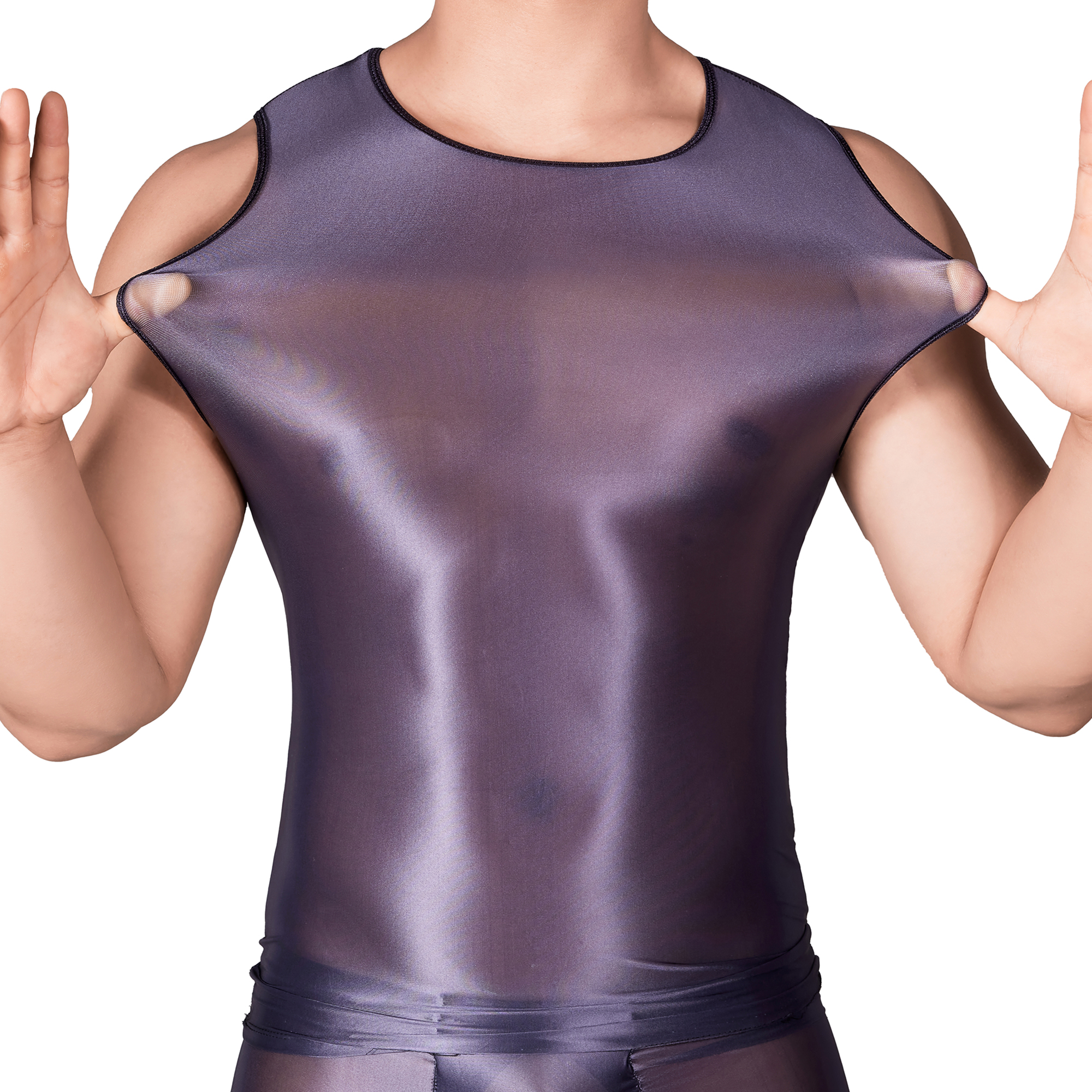 Solid Color Men's Slim Smooth  - Sleeveless Undershirt 评论和价格