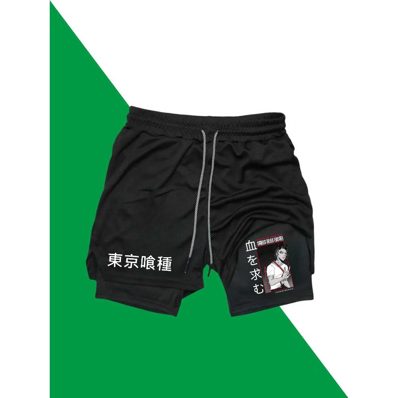 Tokyo Ghoul Print 2in1 Running - Compression Shorts Athletes 评论和价格