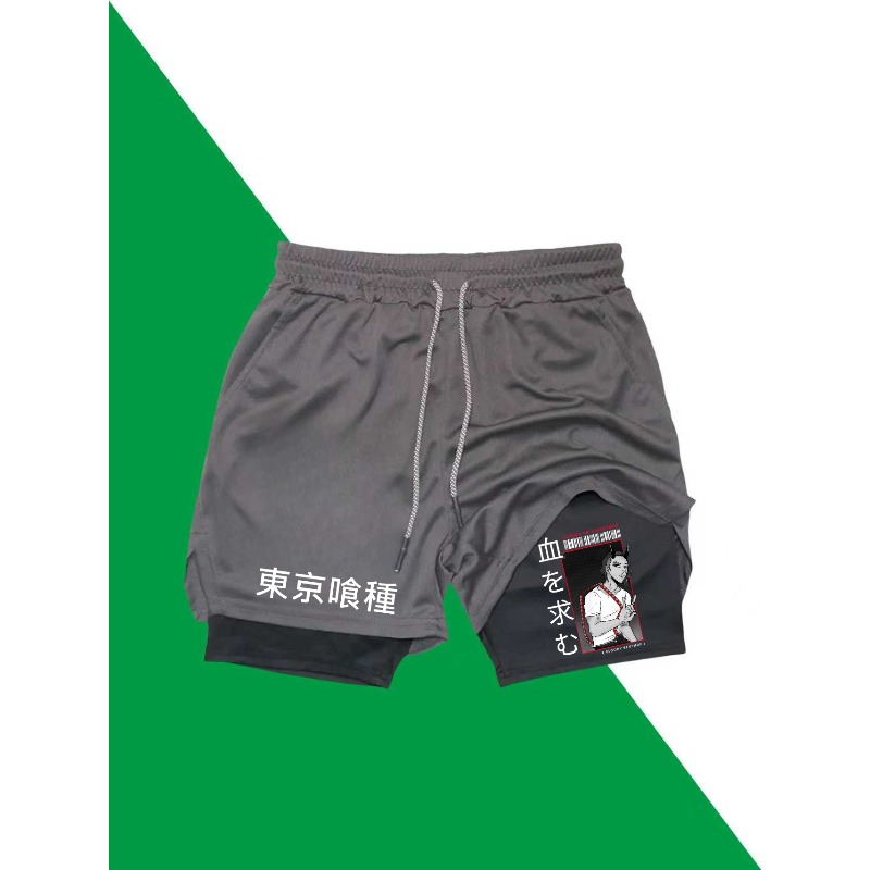 Tokyo Ghoul Print 2in1 Running - Compression Shorts Athletes 评论和价格