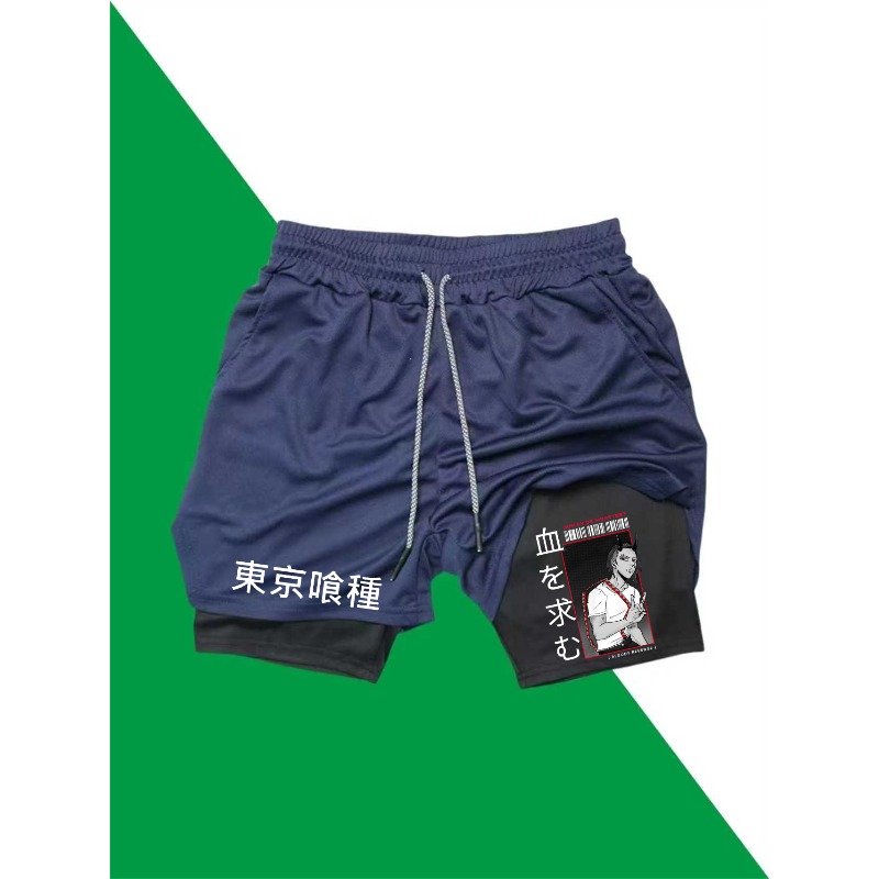 Tokyo Ghoul Print 2in1 Running - Compression Shorts Athletes 评论和价格
