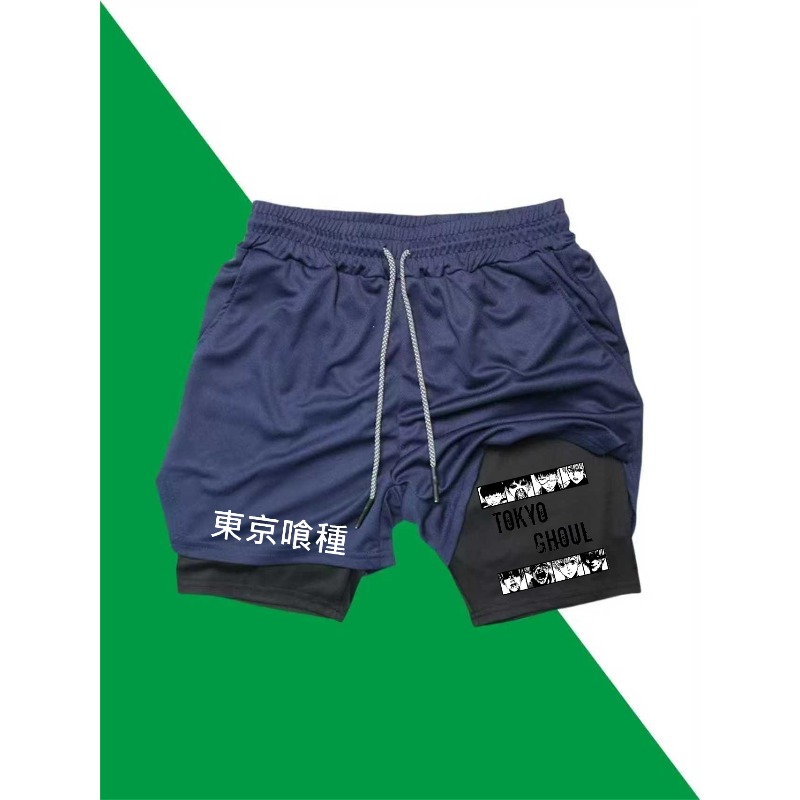 Tokyo Ghoul Print 2in1 Running - Compression Shorts Athletes 评论和价格