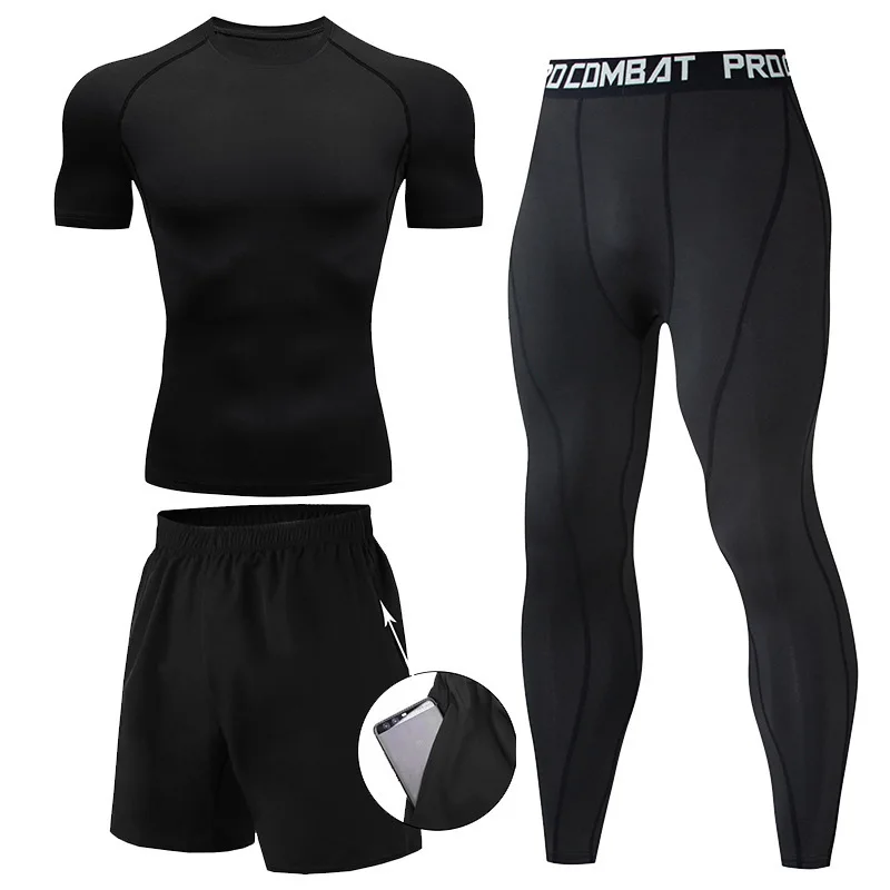 3 Pieces Fitness Suits Athleti - Compression Shorts Athletes 评论和价格