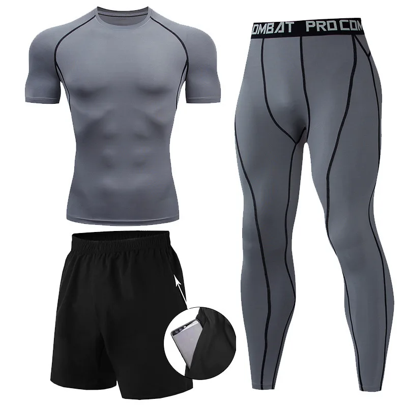 3 Pieces Fitness Suits Athleti - Compression Shorts Athletes 评论和价格