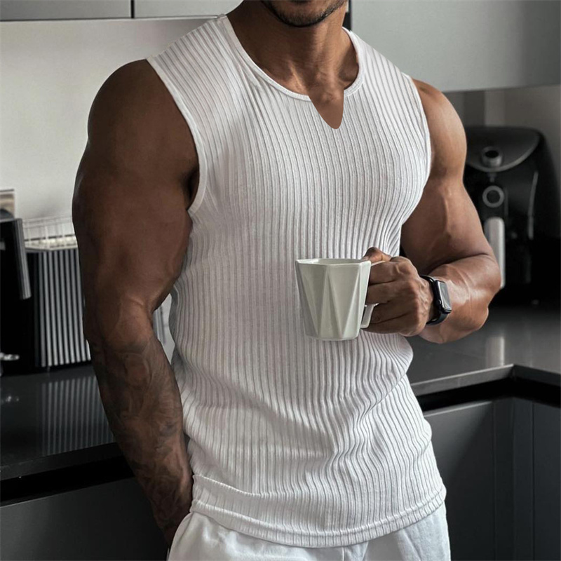 2024 Summer new men V-neck Ves - Undershirt Crew Neck 评论和价格