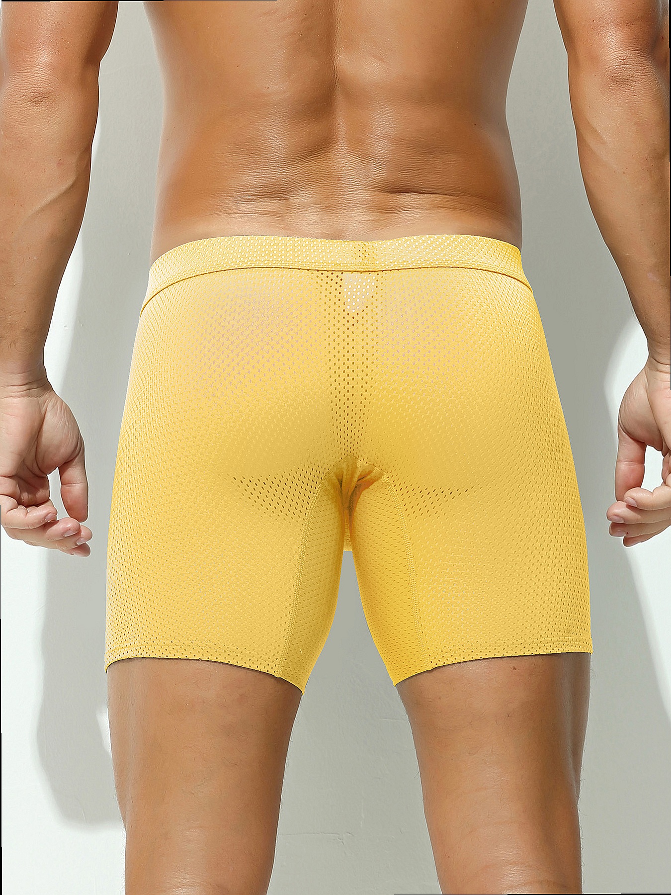 1pcs Men's Long Boxer Underwea - Mesh Sport Boxer 评论和价格