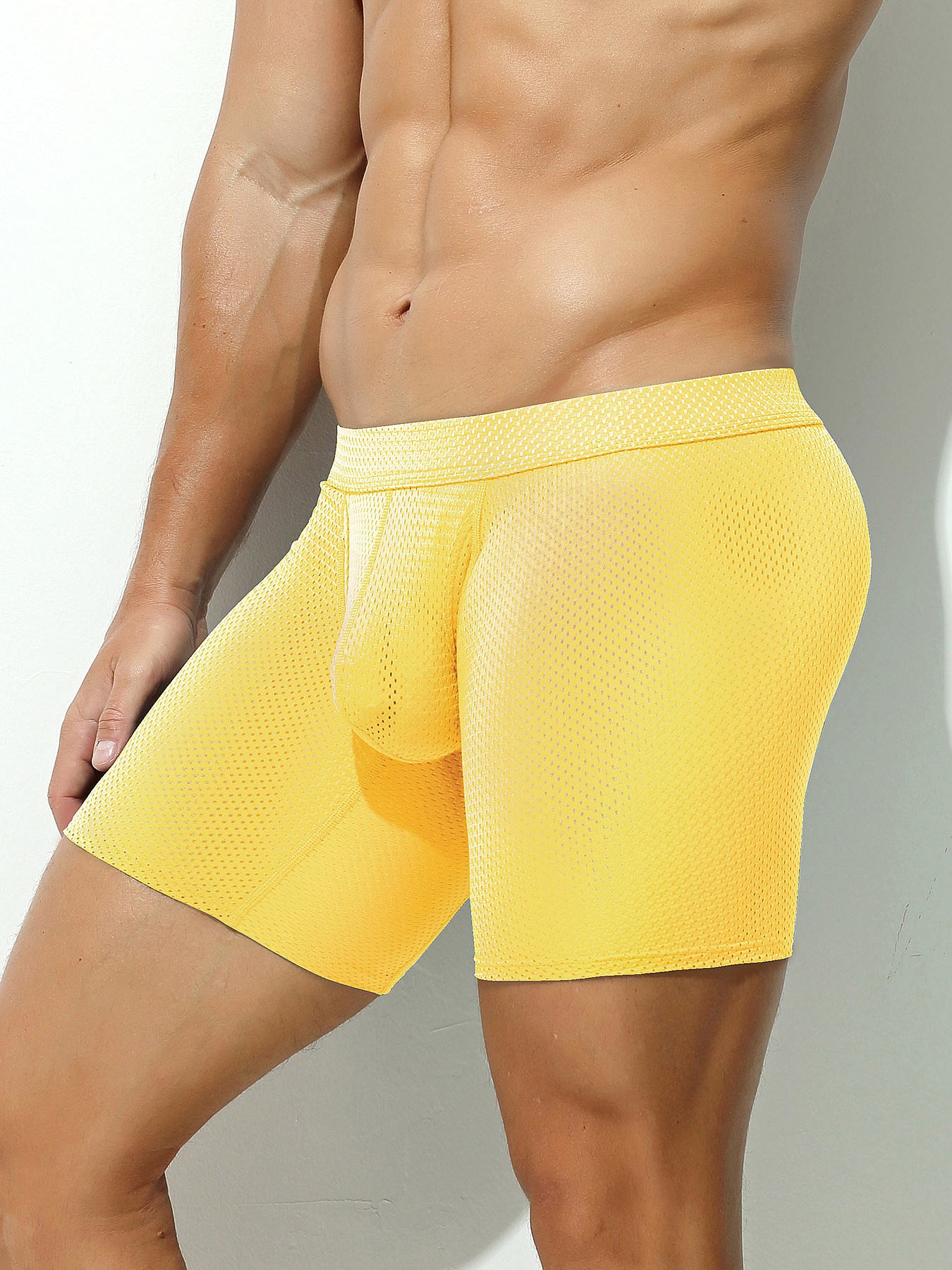 1pcs Men's Long Boxer Underwea - Mesh Sport Boxer 评论和价格