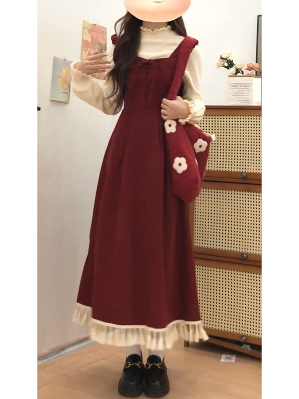Elegant Red Tassel Vest Dress  - Base Layer Top 评论和价格
