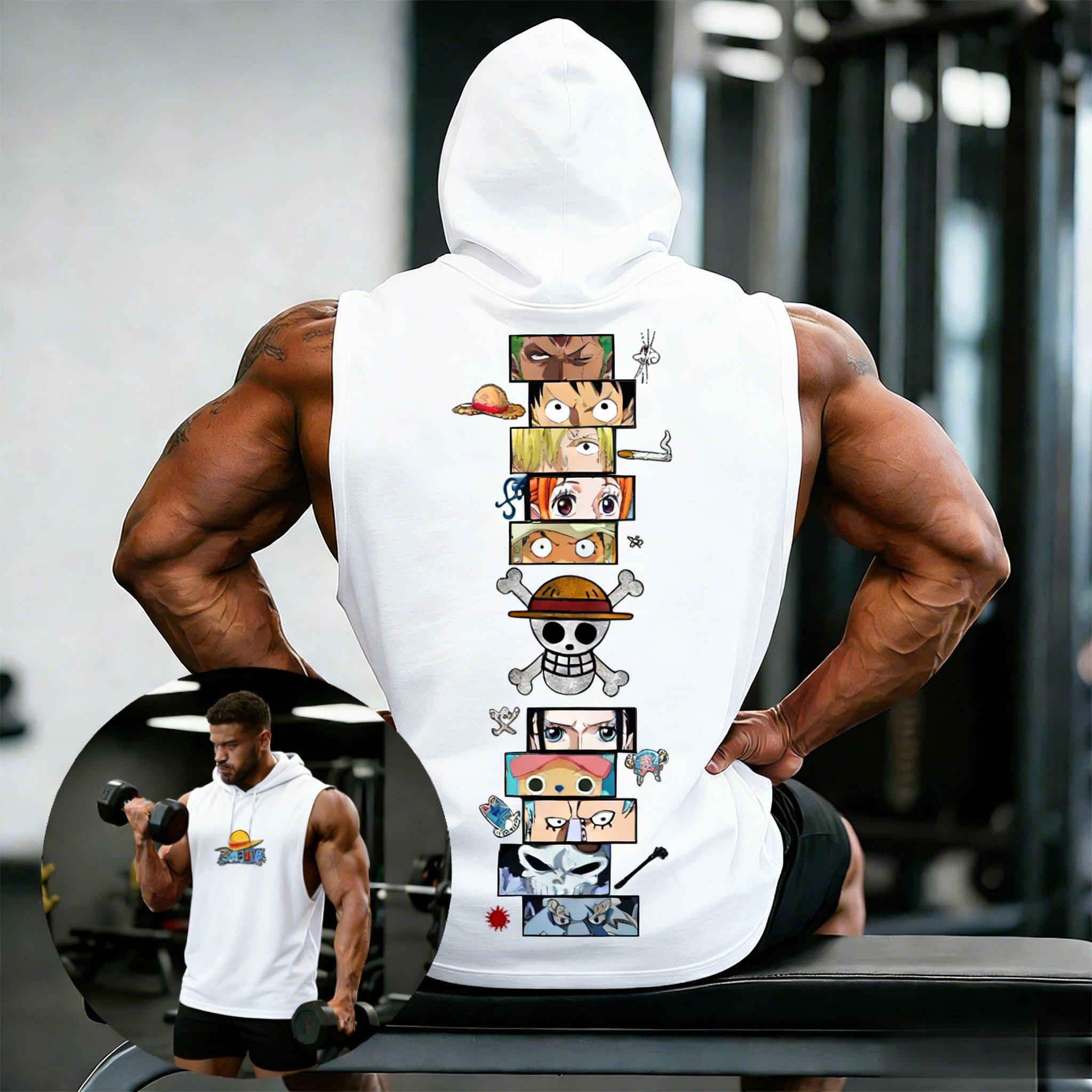 One Piece Anime Hoodie Sleevel - Sleeveless Undershirt 评论和价格