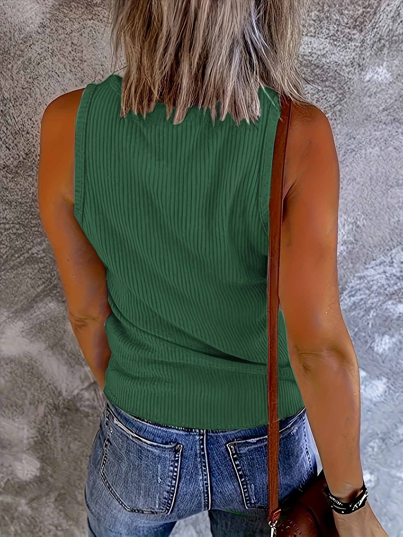 Plus Size Women Green Ribbed K - Tank Top Ribbed 评论和价格