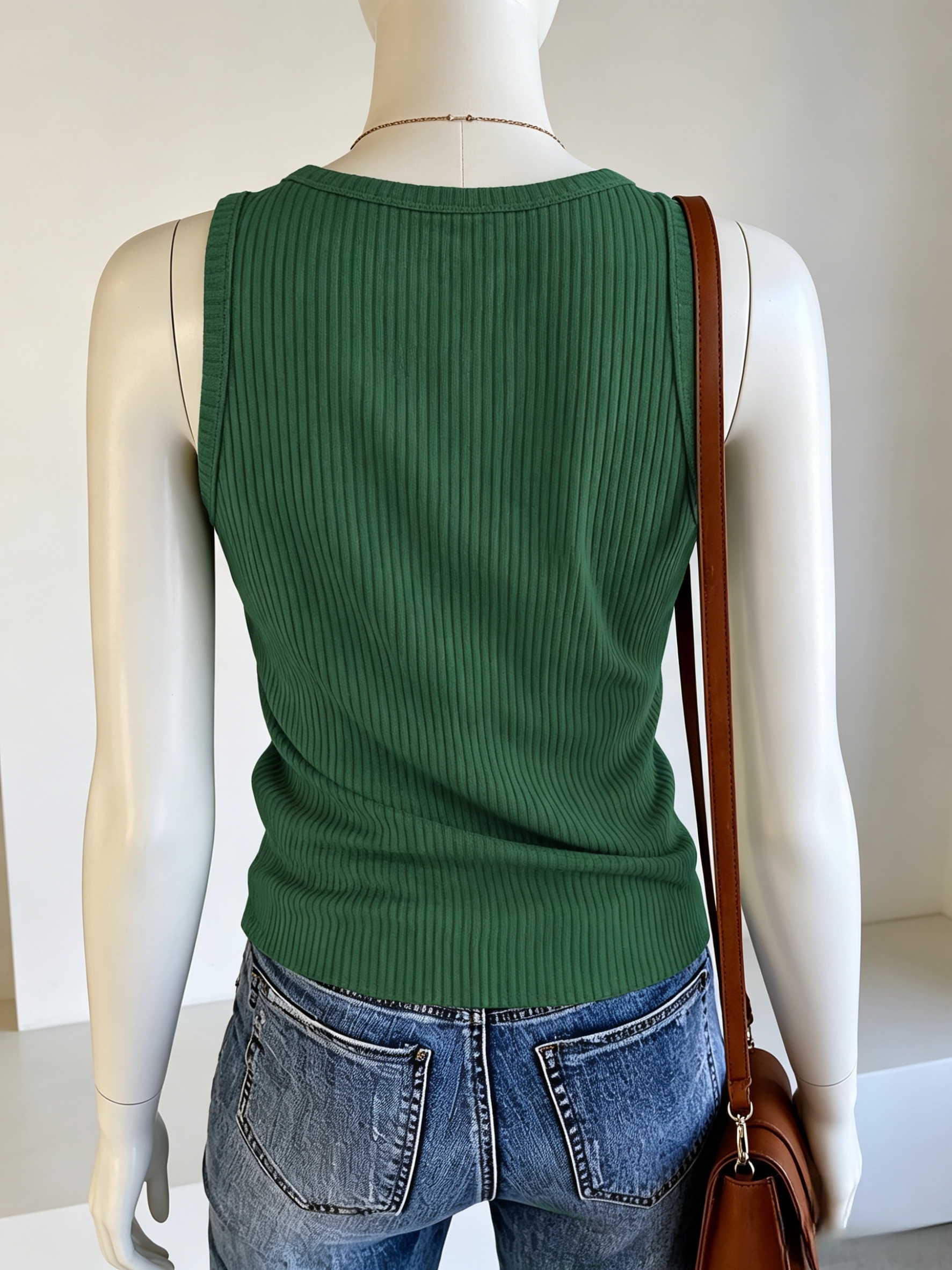 Plus Size Women Green Ribbed K - Tank Top Ribbed 评论和价格