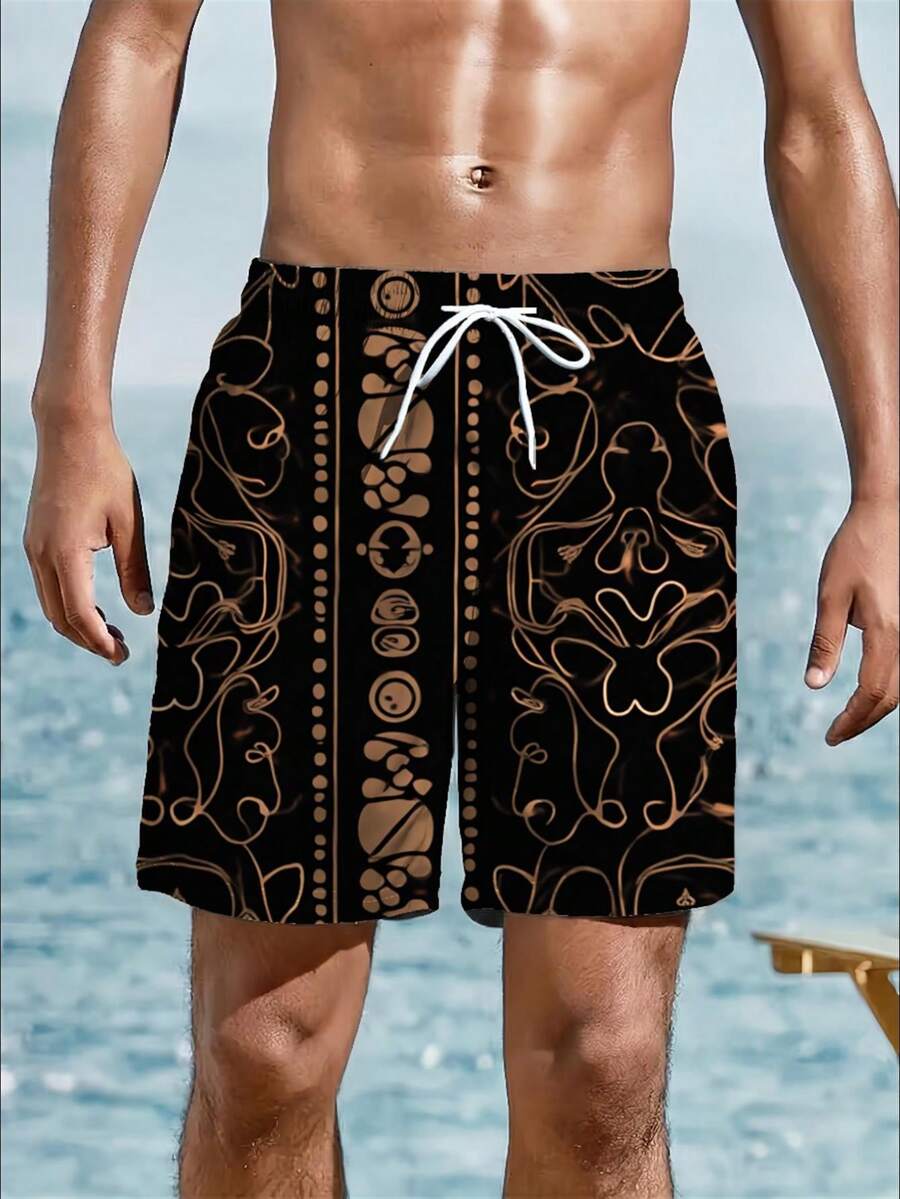 Mens Abstract Geometric Print  - Trunk Breathable Men 评论和价格