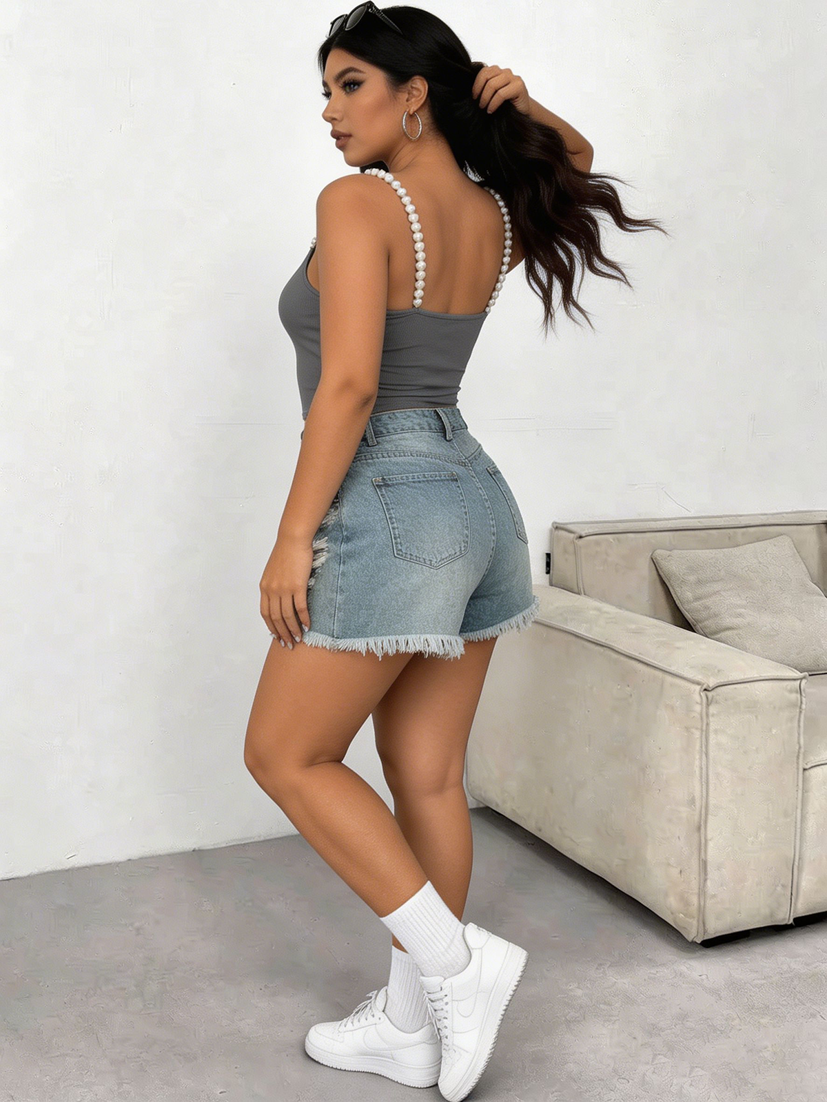 Plus Size Square Neck Pearl St - Tank Top Ribbed 评论和价格