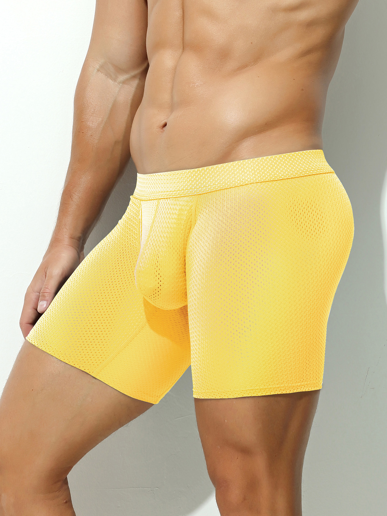1pcs Men's Long Boxer Underwea - Mesh Sport Boxer 评论和价格
